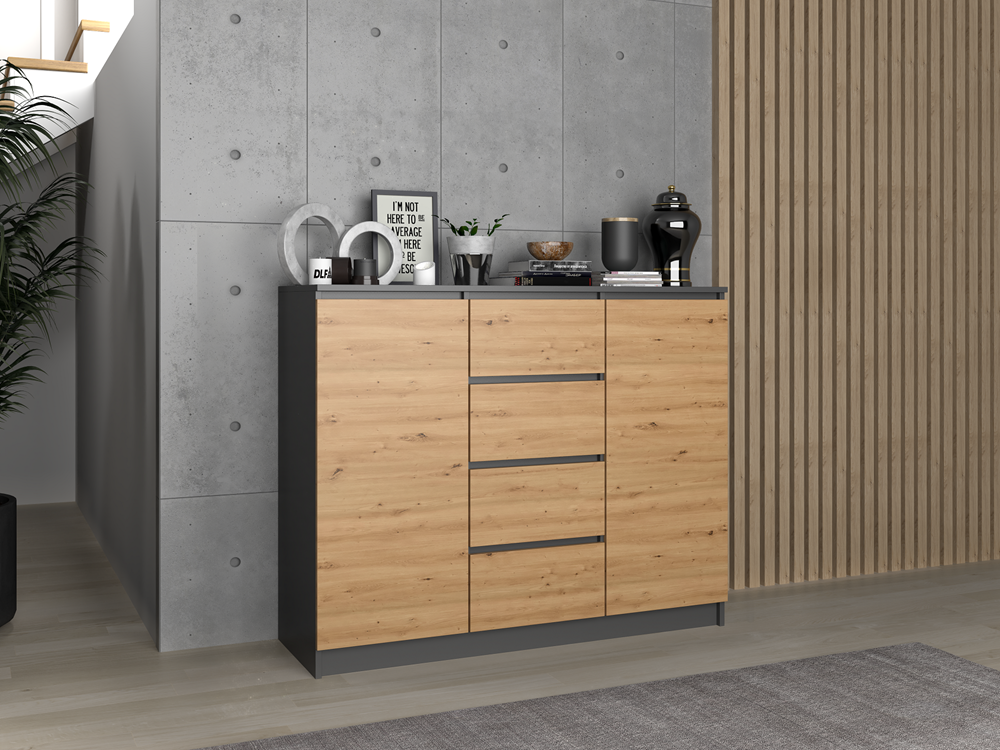 Komoda Malwa 2D4S 120 ANTRACYT DĄB ARTISAN