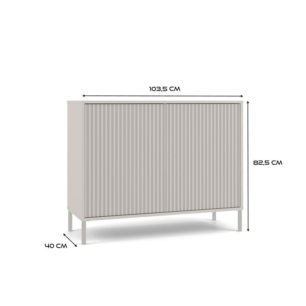 Komoda KAMARO 2D SLIM KASZMIR Lamele Front Ryflowany
