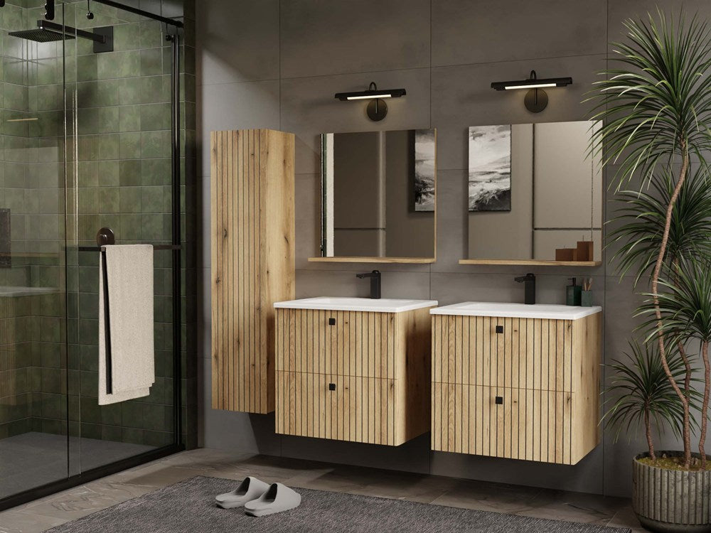 SZAFKA POD UMYWALKĘ TIGO 60 2S DĄB EVOKE RYFLOWANY FRONT + UMYWALKA