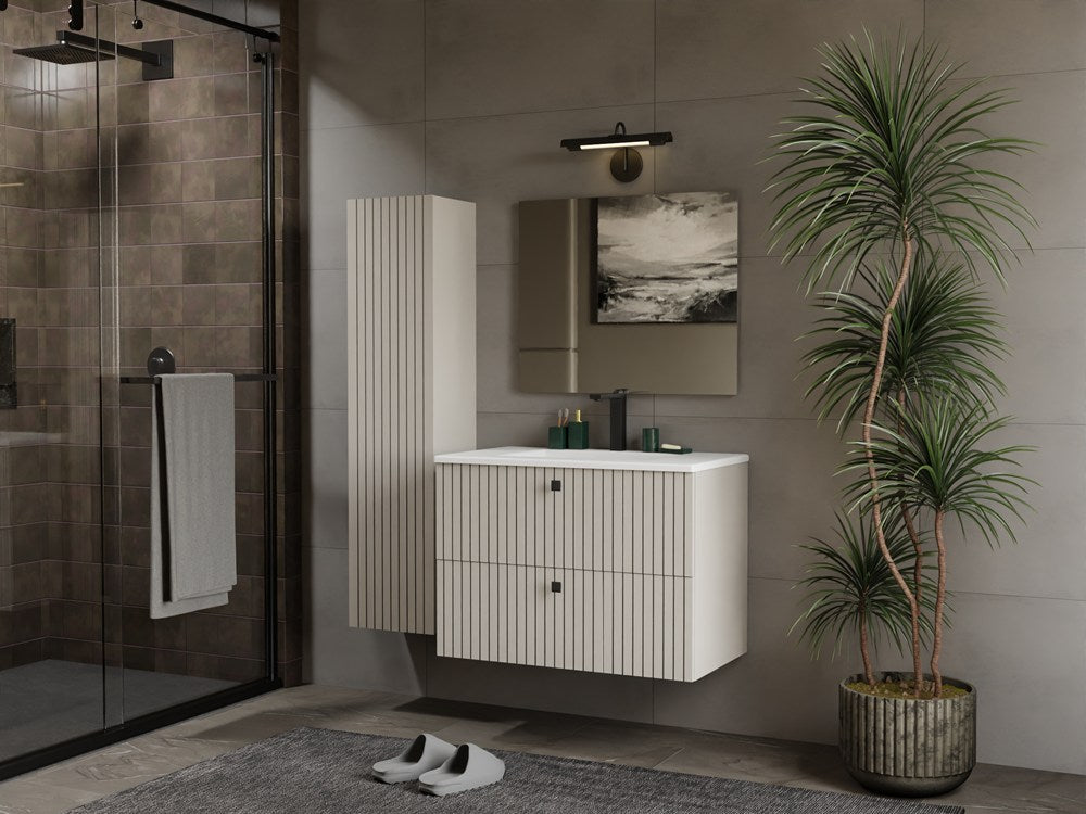 SZAFKA POD UMYWALKĘ TIGO 80 2S KASZMIR 2 SZUFLADY RYFLOWANY FRONT WISZĄCA