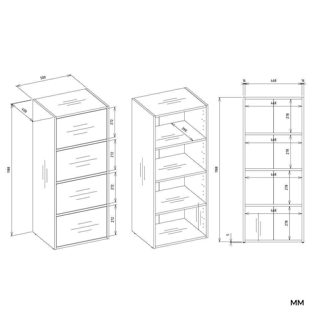 Komoda ALMA Front BIEL Korpus DĄB ARTISAN