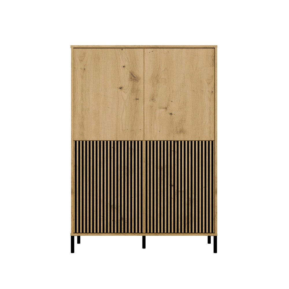 Witryna KAMARO 4DK SLIM/GŁADKI DĄB ARTISAN 4 Drzwi Lamele Front Ryflowany + Klasyczny