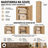 Nadstawka Na Szafę Sd-50 Dąb Artisan Półka 50 Cm Do Garderoby Pokoju