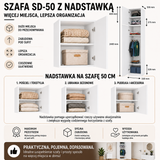 Szafa Z Nadstawką Sd-50 Drzwi Półki Biel Mat Do Garderoby Pokoju Biura
