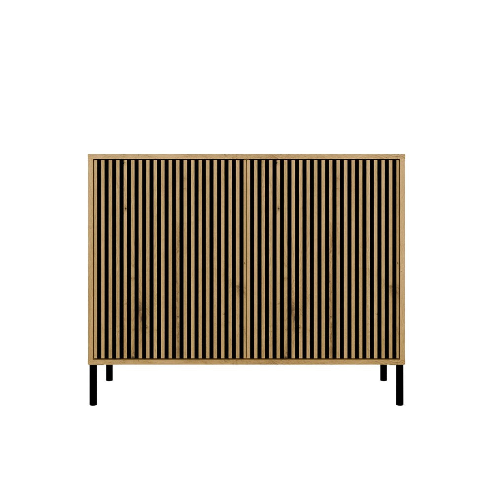 Komoda KAMARO 2D SLIM DĄB ARTISAN Lamele Front Ryflowany