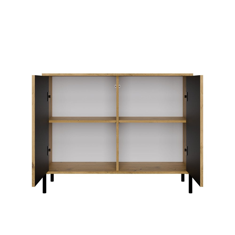 Komoda KAMARO 2D SLIM DĄB ARTISAN Lamele Front Ryflowany
