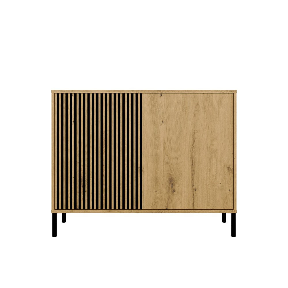Komoda Front Ryflowany Szafka KAMARO 2D Slim / Gładki DĄB ARTISAN Lamele