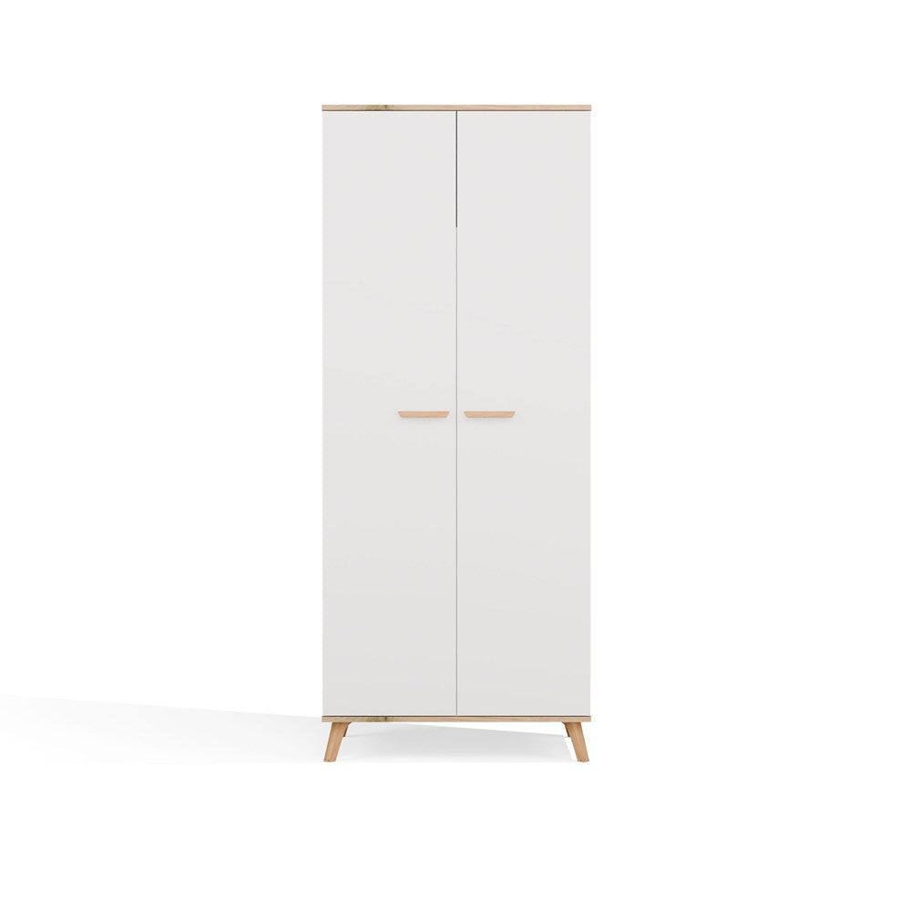 Szafa Ubraniowa Olympo 2D Biała Dąb Artisan 80 Cm Drążek 2 Drzwi Sypialnia