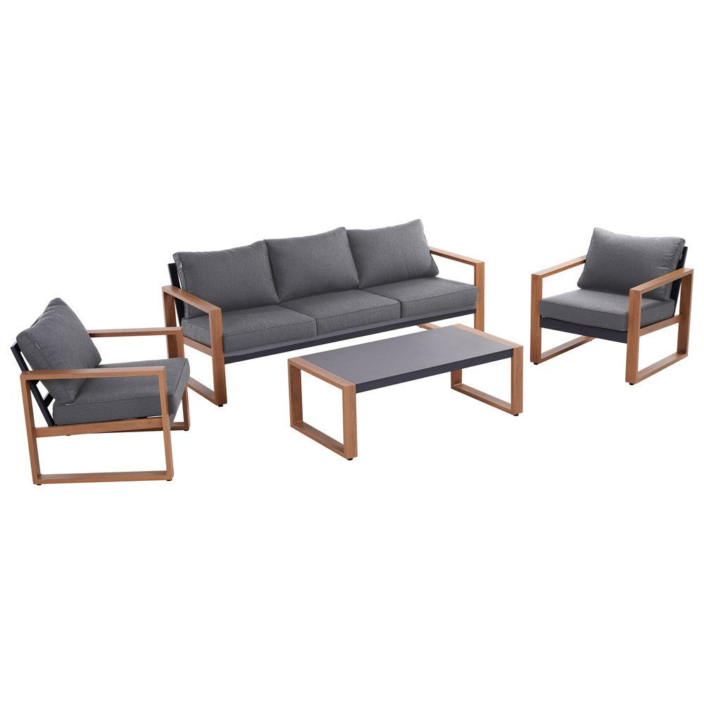 Zestaw Mebli Ogrodowych DUISBURG Sofa Fotel Stolik ANTRACYT / BRĄZOWY