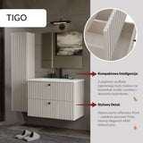 SZAFKA POD UMYWALKĘ TIGO 80 2S KASZMIR 2 SZUFLADY RYFLOWANY FRONT WISZĄCA