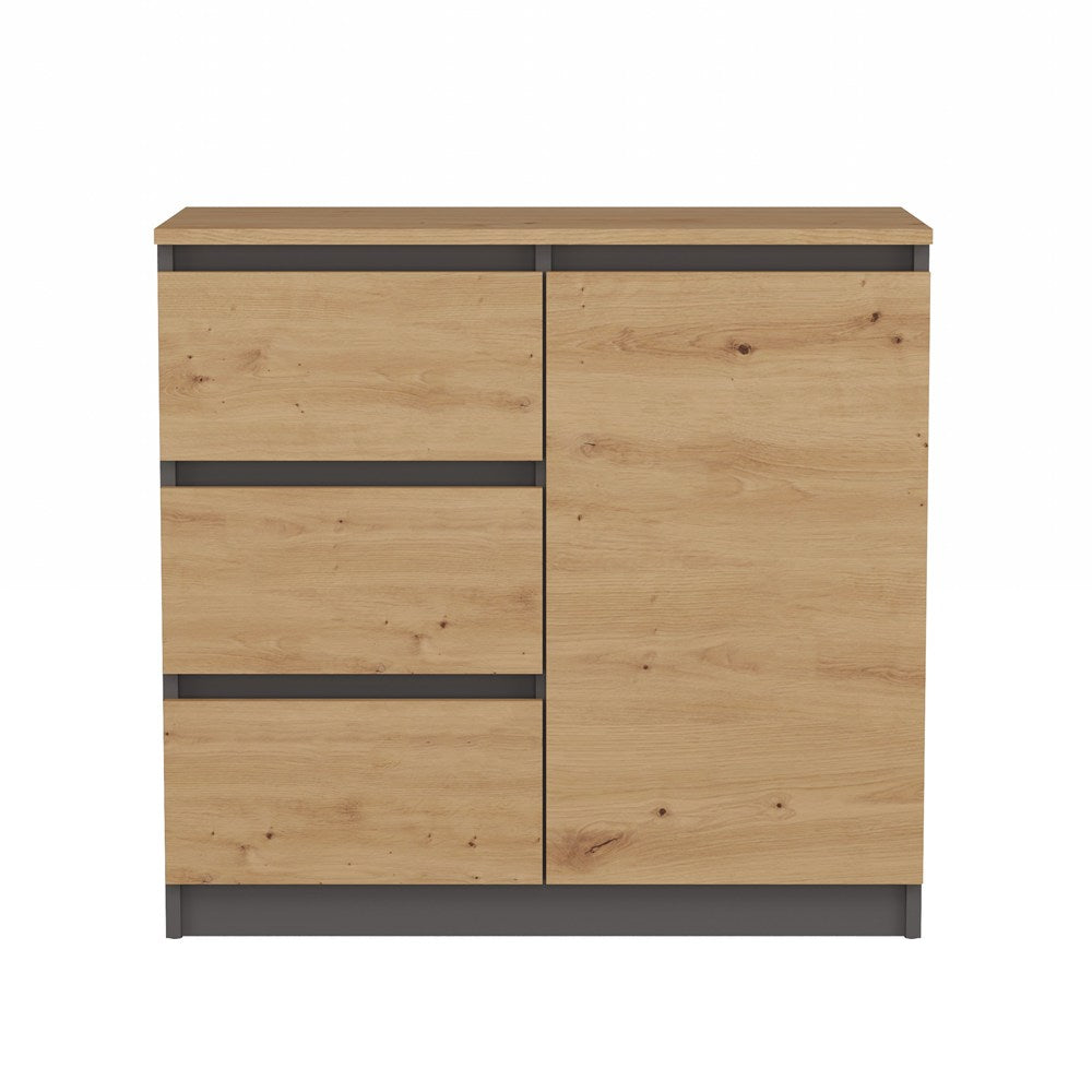 Komoda Malwa 1D3S/BA ANTRACYT DĄB ARTISAN