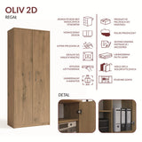 Regał Biurowy OLIV 2D 2 Drzwi Do Biura Do Gabinetu Salonu DĄB ARTISAN