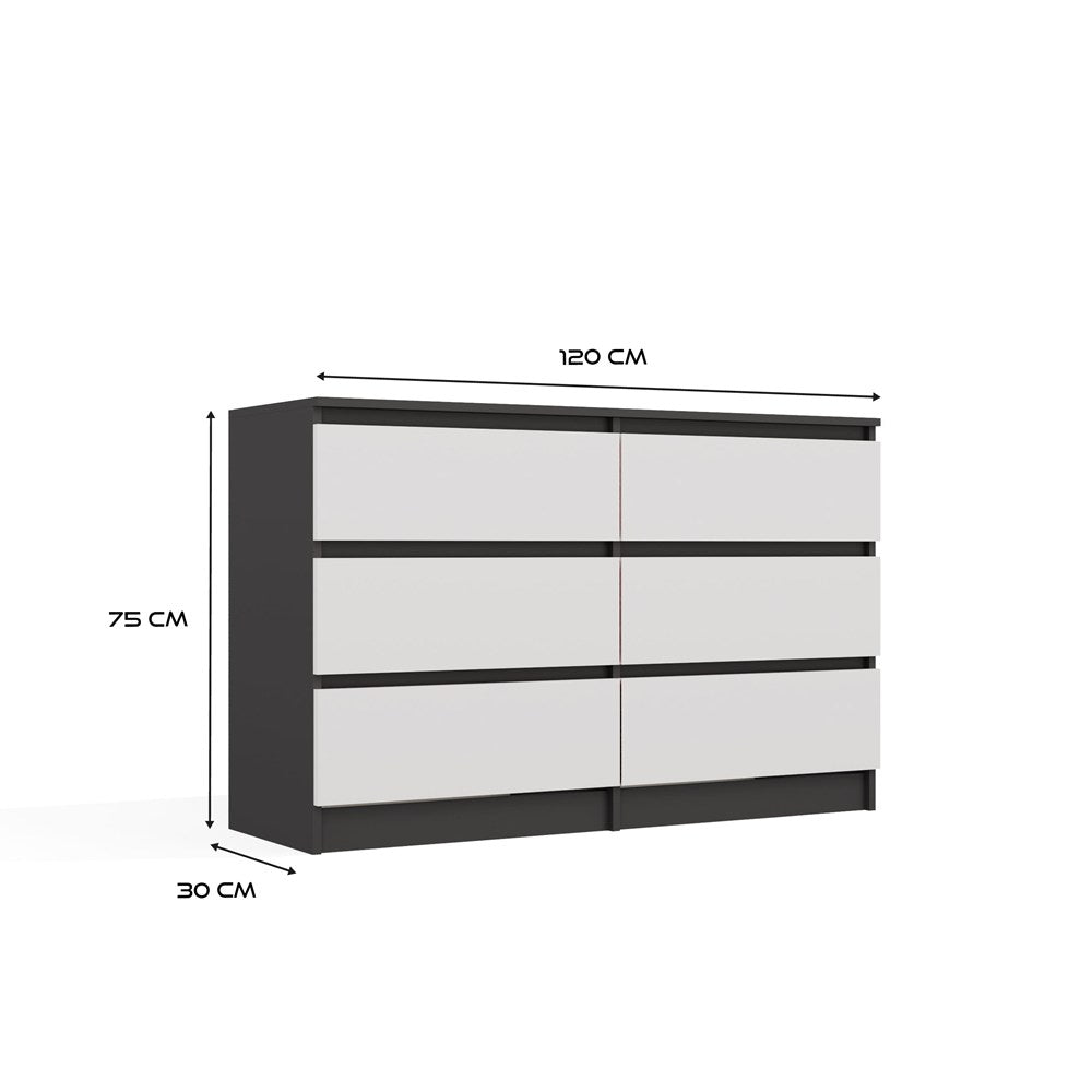 Komoda Malwa M6 120 ANTRACYT / BIAŁY