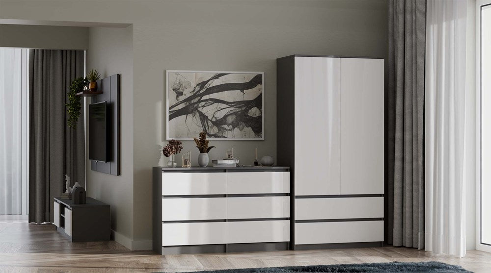 Komoda Malwa M6 120 ANTRACYT / BIAŁY