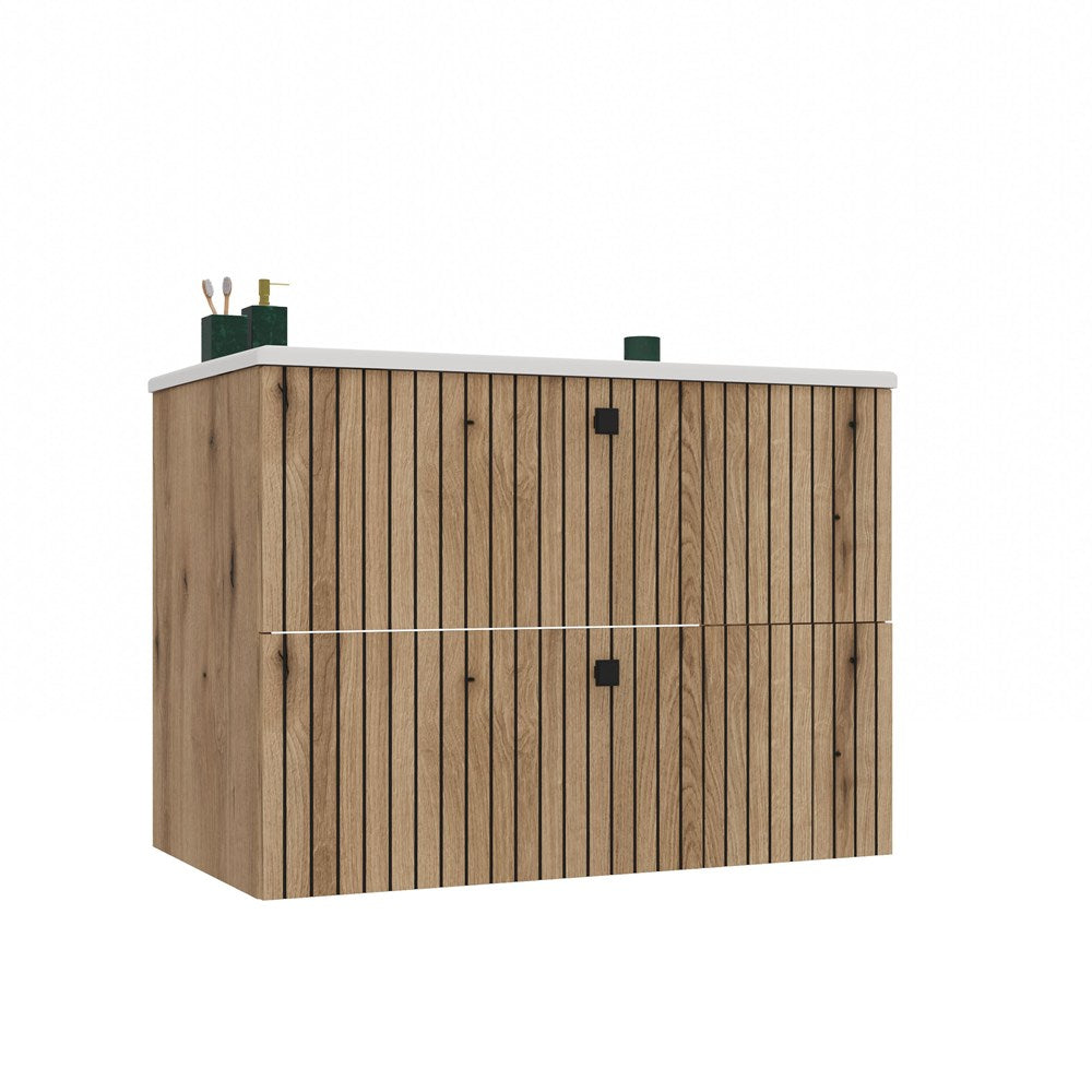 SZAFKA POD UMYWALKĘ TIGO 80 2S DĄB EVOKE RYFLOWANY FRONT + UMYWALKA