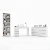 Zestaw Mebli Biurko Arto + Komoda Malwa M6 + Regał R60 Biel Do Pokoju Biura