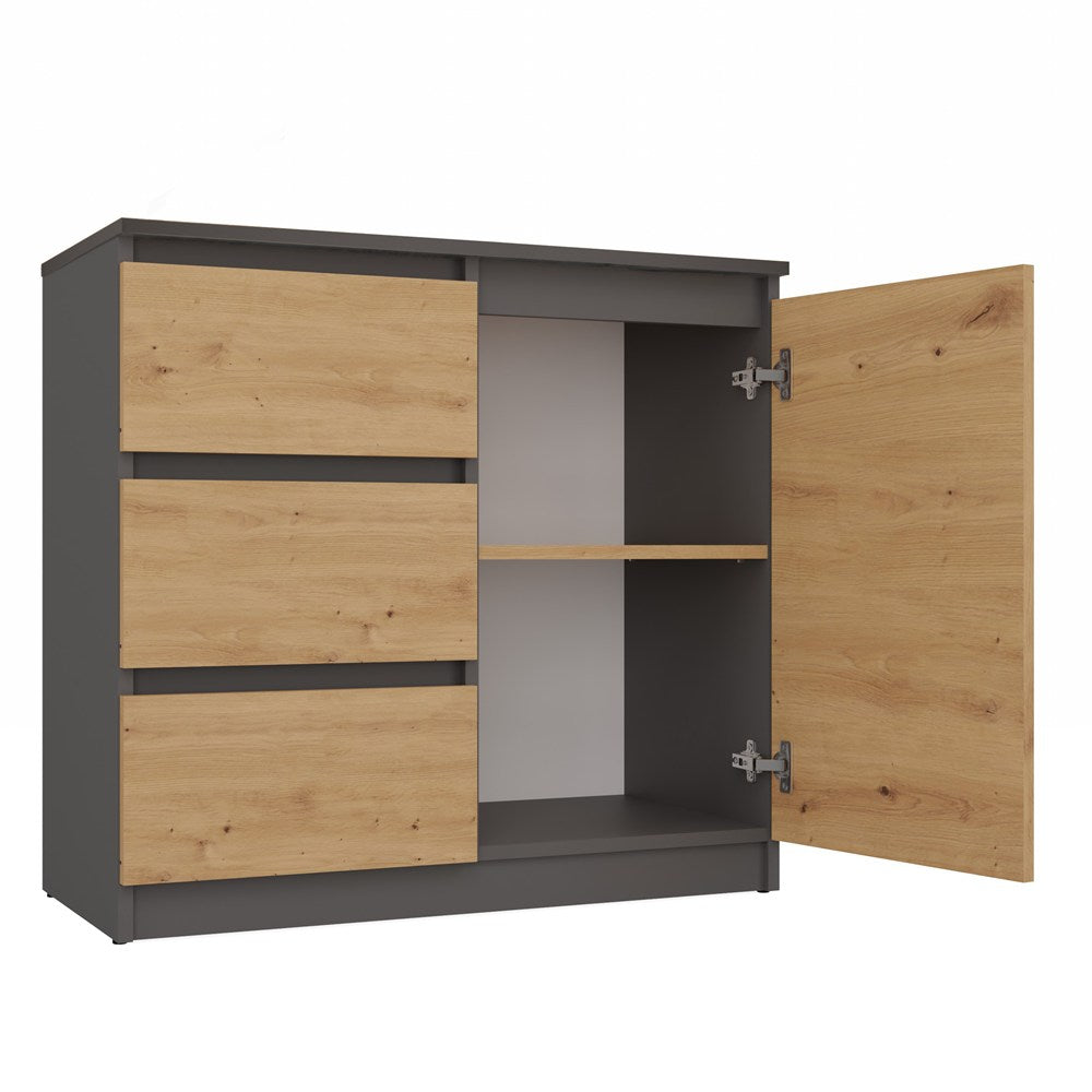 Komoda Malwa 1D3S ANTRACYT DĄB ARTISAN