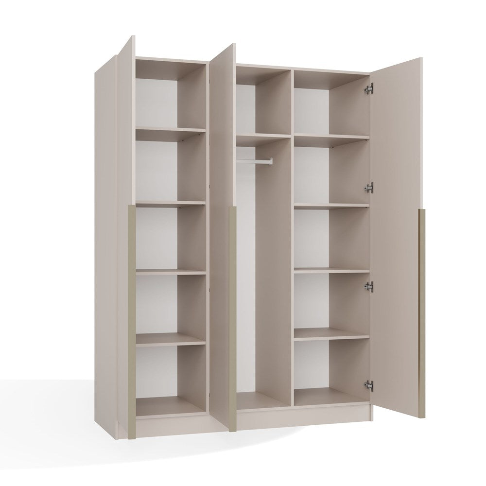 SZAFA SENSO 3D 150 CM 3 DRZWI ZŁOTE UCHWYTY DO SALONU SYPIALNI KASZMIR BEŻ
