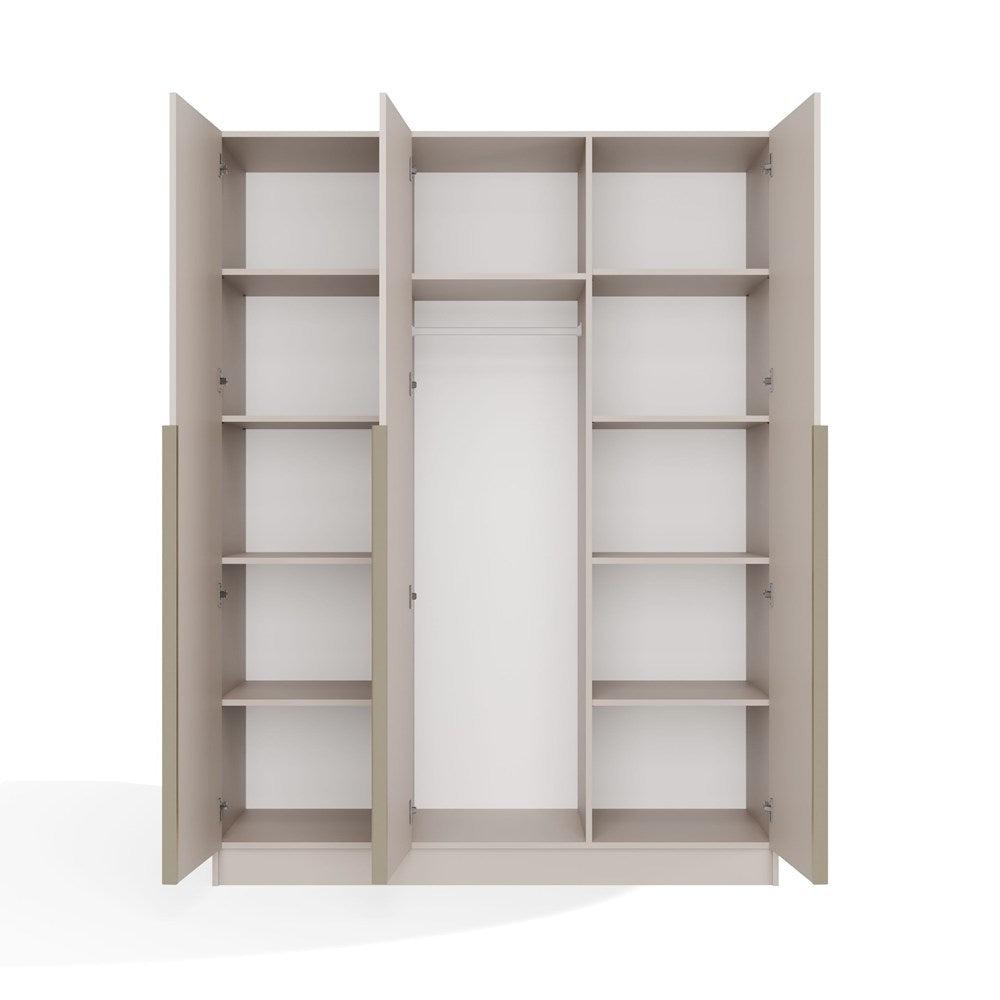 SZAFA SENSO 3D 150 CM 3 DRZWI ZŁOTE UCHWYTY DO SALONU SYPIALNI KASZMIR BEŻ