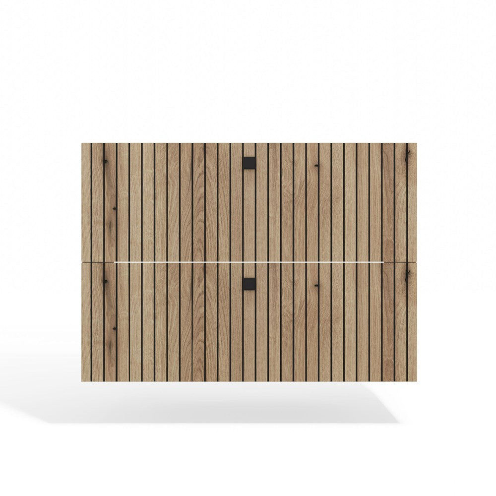 SZAFKA POD UMYWALKĘ TIGO 80 2S DĄB EVOKE 2 SZUFLADY RYFLOWANY FRONT WISZĄCA