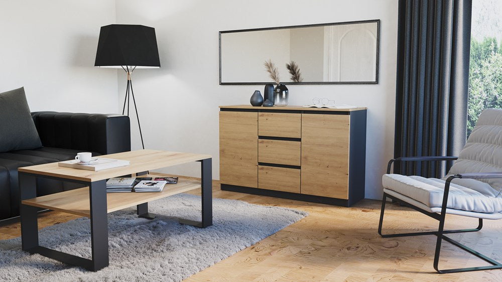 Komoda COSTA 1D3S/2D3S BA ANTRACYT DĄB ARTISAN