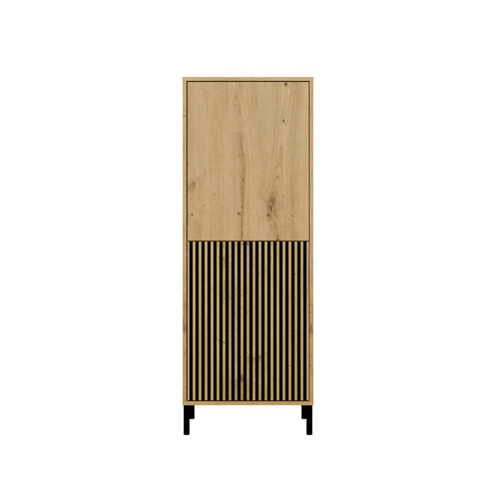 Witryna KAMARO 2DK SLIM/GŁADKI DĄB ARTISAN Lamele Front Ryflowany + Klasyczny