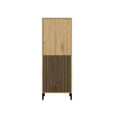 Witryna KAMARO 2DK SLIM/GŁADKI DĄB ARTISAN Lamele Front Ryflowany + Klasyczny
