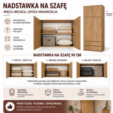 Nadstawka Na Szafę Sd-90 Dąb Artisan Półka 90 Cm Do Garderoby Pokoju
