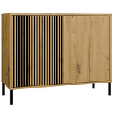 Komoda Front Ryflowany Szafka KAMARO 2D Slim / Gładki DĄB ARTISAN Lamele