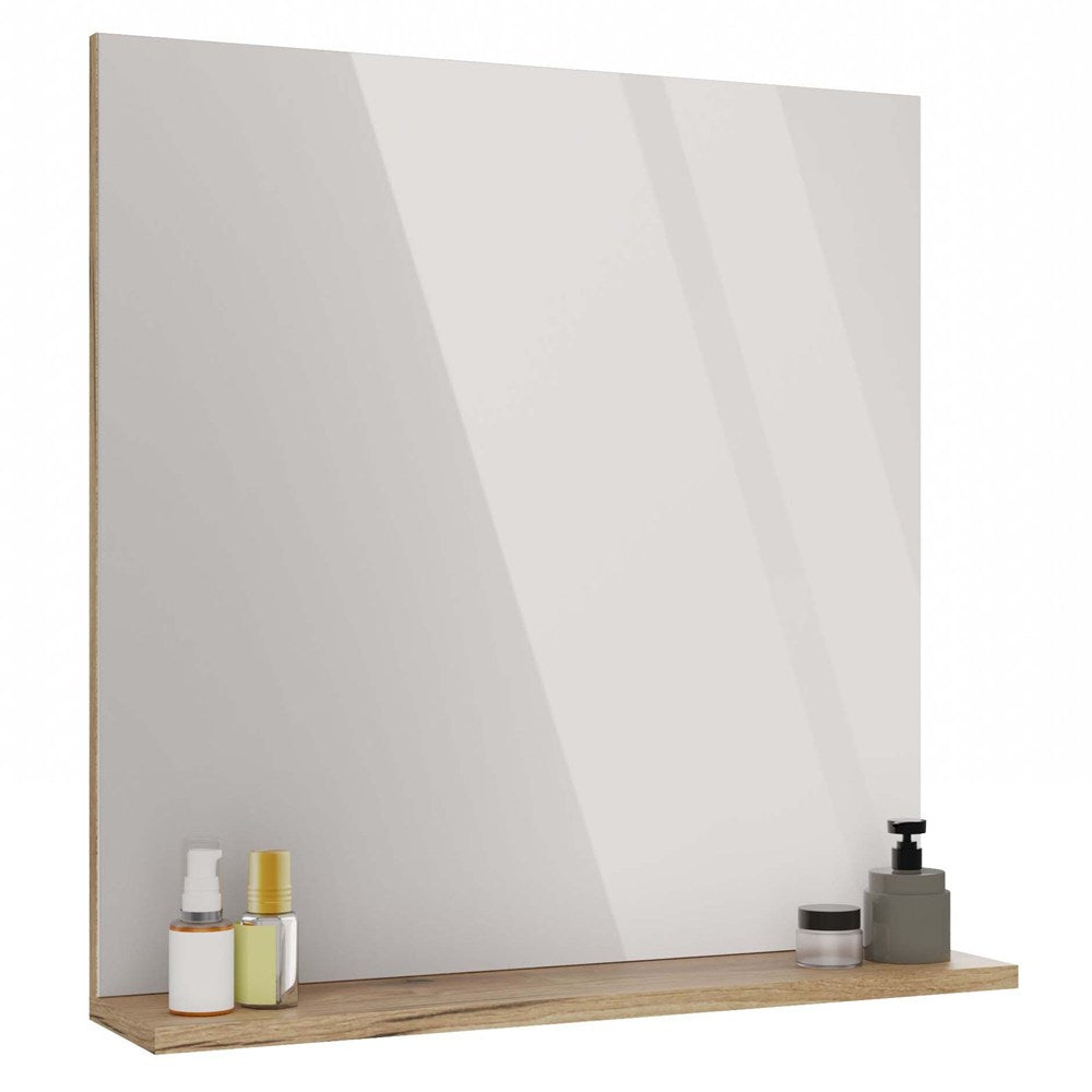 LUSTRO ŁAZIENKOWE Z PÓŁKĄ TIGO 60x61,5 CM DĄB EVOKE DO ŁAZIENKI PRZEDPOKOJU