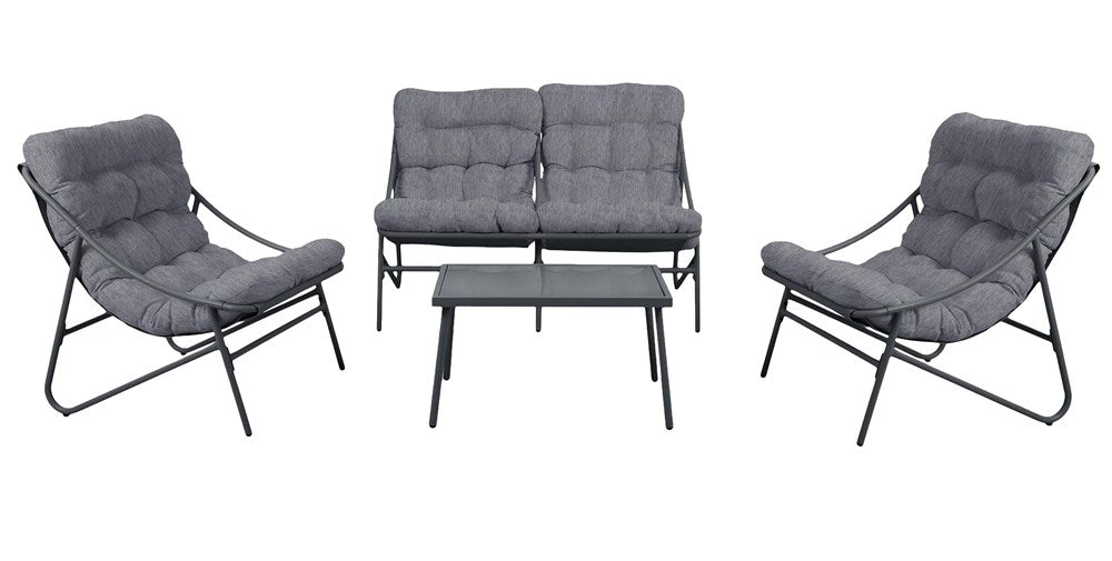 Zestaw Mebli Ogrodowych VIBE 4 Częściowy Fotele Sofa Stolik SZARY