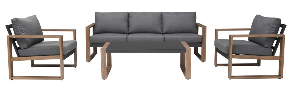 Zestaw Mebli Ogrodowych DUISBURG Sofa Fotel Stolik ANTRACYT / BRĄZOWY