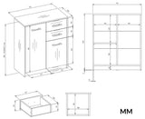 Komoda SIMPLO 2D2S Szafka 2 Szuflady 2 Drzwi Do Salonu ANTRACYT DĄB ARTISAN