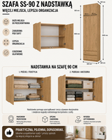 Szafa Malwa Ss-90 Z Nadstawką Dąb Artisan Do Garderoby Pokoju