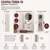 Szafka Łazienkowa Wisząca Terra 1D Kaszmir Beż Słupek 4 Półki Do Łazienki