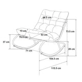 Fotel Bujany VIBE Ogrodowy z Poduszką Stalowy Czarny Szary 115 Cm