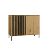 Komoda Front Ryflowany Szafka KAMARO 2D Slim / Gładki DĄB ARTISAN Lamele