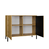 Komoda Front Ryflowany Szafka KAMARO 2D Slim / Gładki DĄB ARTISAN Lamele