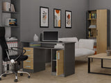 BIURKO ADA ANTRACYT DĄB ARTISAN 125 Cm 4 Szuflady Szafka Półki Do Biura Pokoju Na Laptop